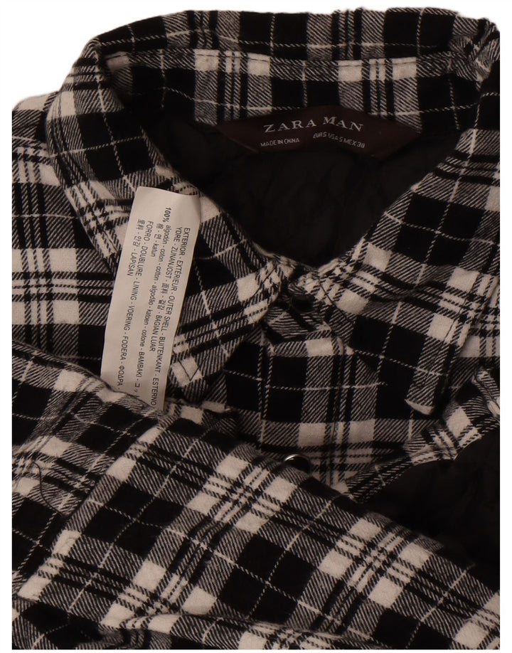 Zara Mens Lumberjack Flannel Shirt Small Black Check Cotton