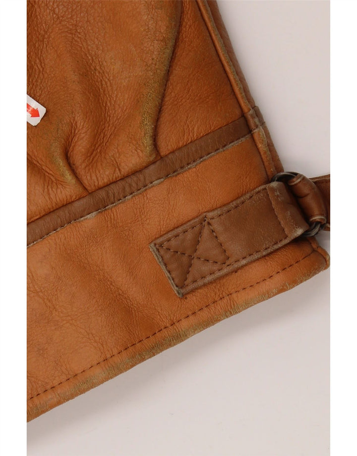 Vintage Mens Shearling Jacket UK 36 Small Brown