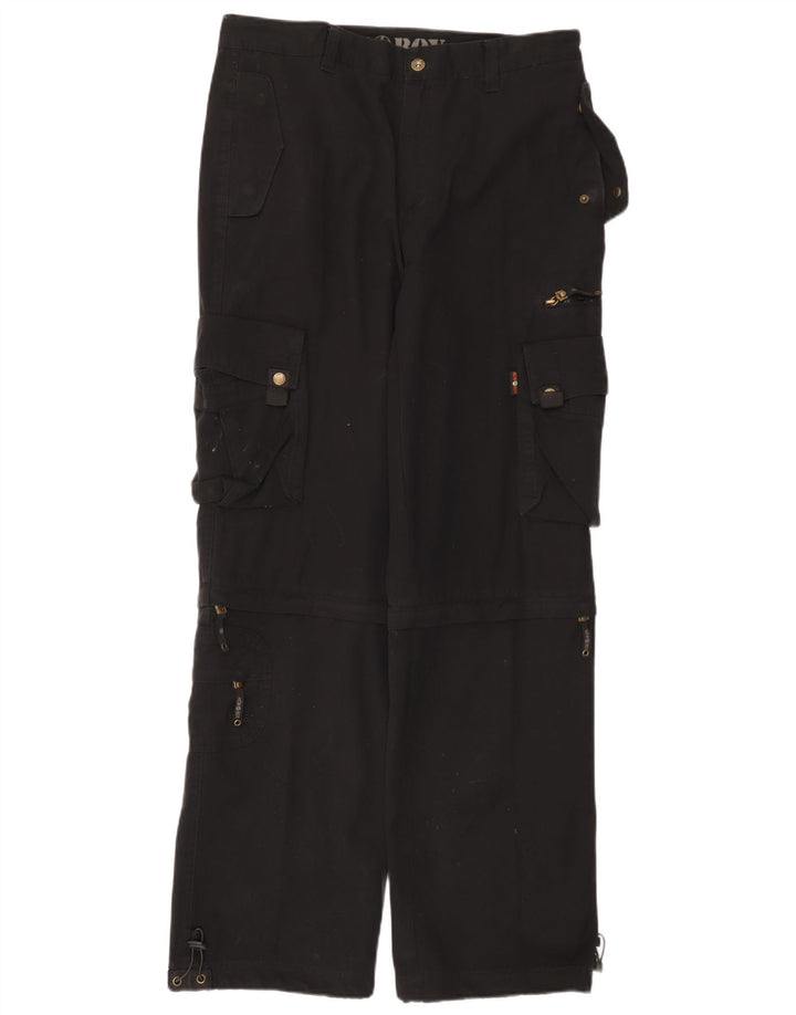 Vintage Mens Straight Cargo Trousers W33 L33 Black