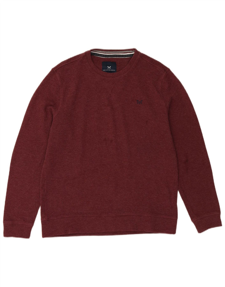 CREW CLOTHING Mens Crew Neck Jumper Sweater Large Burgundy Cotton