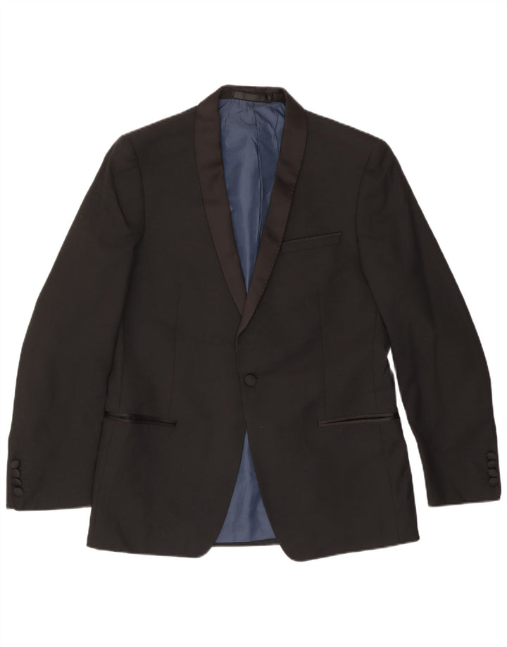 MARKS & SPENCER Mens 1 Button Blazer Jacket EU 50 Large Black Polyester