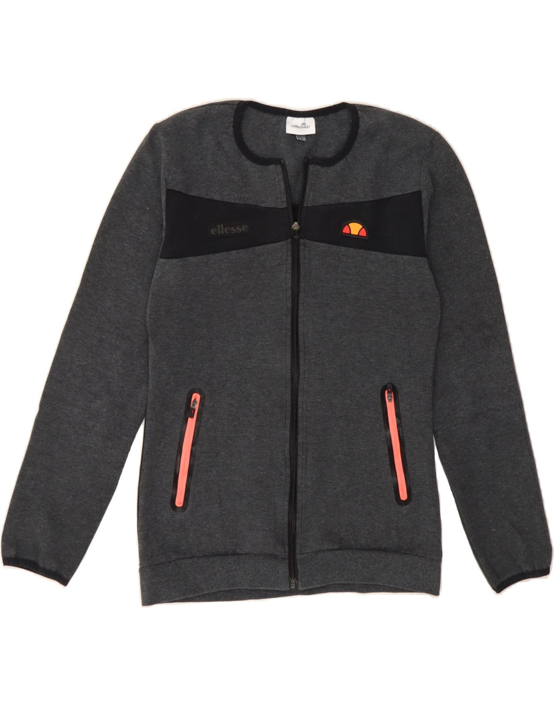ELLESSE Womens Tracksuit Top Jacket UK 10 Small Grey Colourblock Cotton Vintage Ellesse and Second-Hand Ellesse from Messina Hembry 