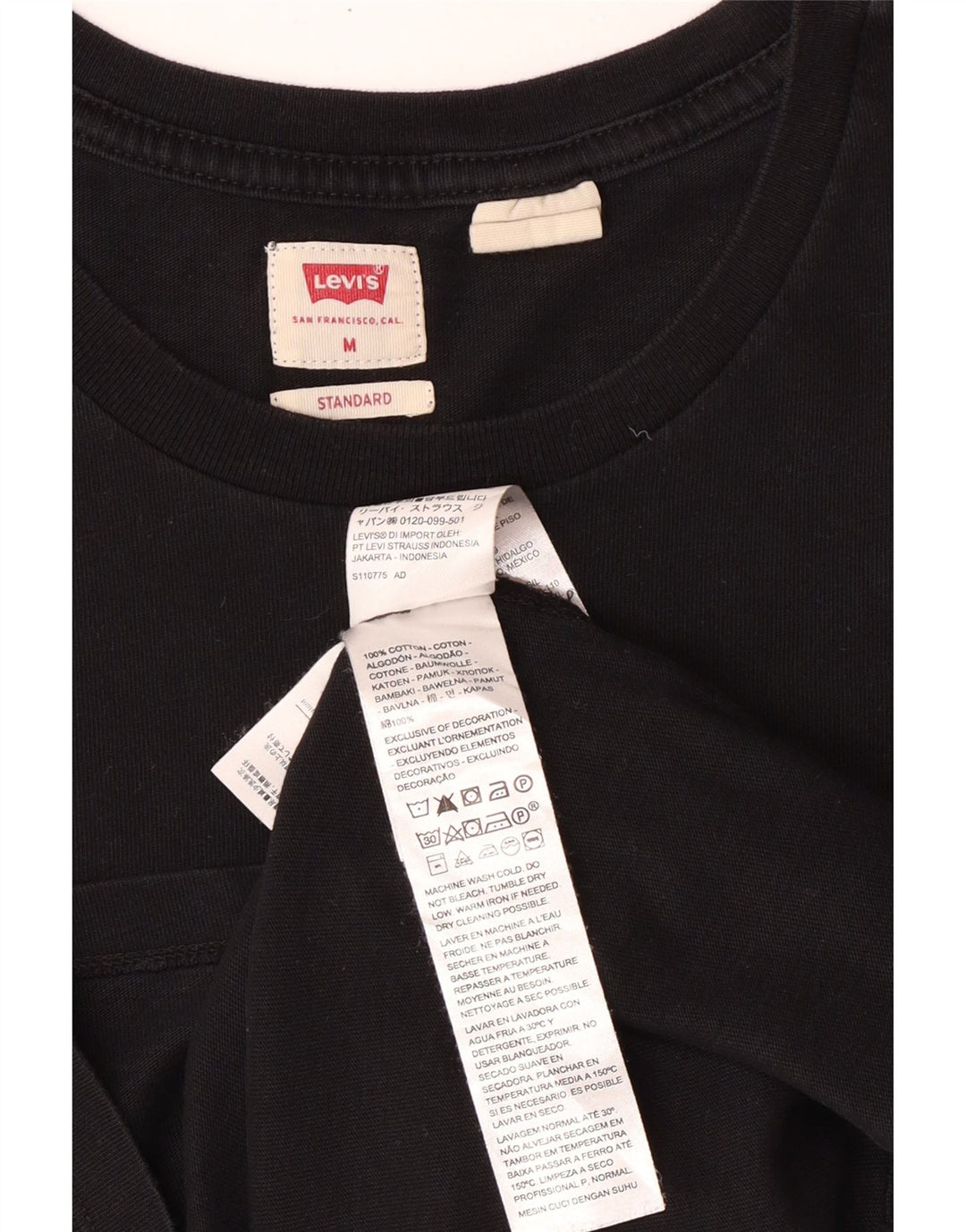 Levi's Mens Standard Fit T-Shirt Top Medium Black Cotton