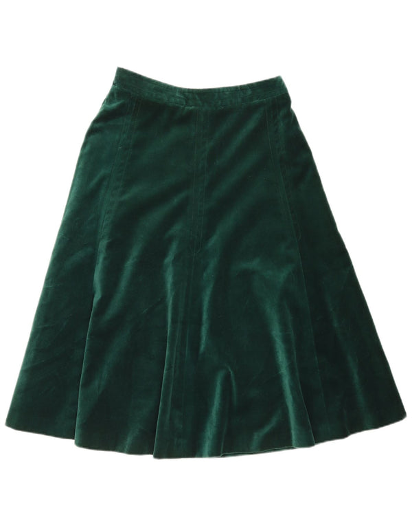 Vintage Womens High Waist Velvet A-Line Skirt IT 42 Medium W26  Green