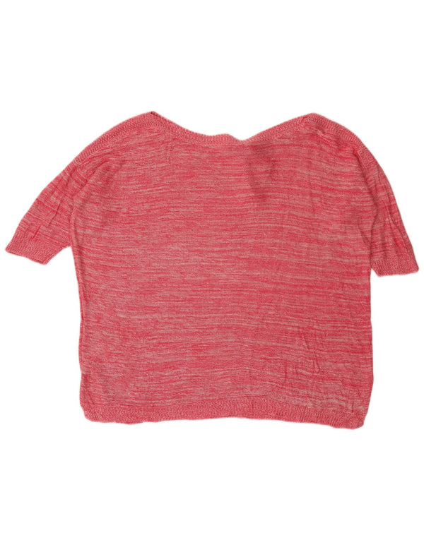 Phase Eight Womens Short Sleeve Boat Neck Jumper Sweater UK 14 Medium Pink