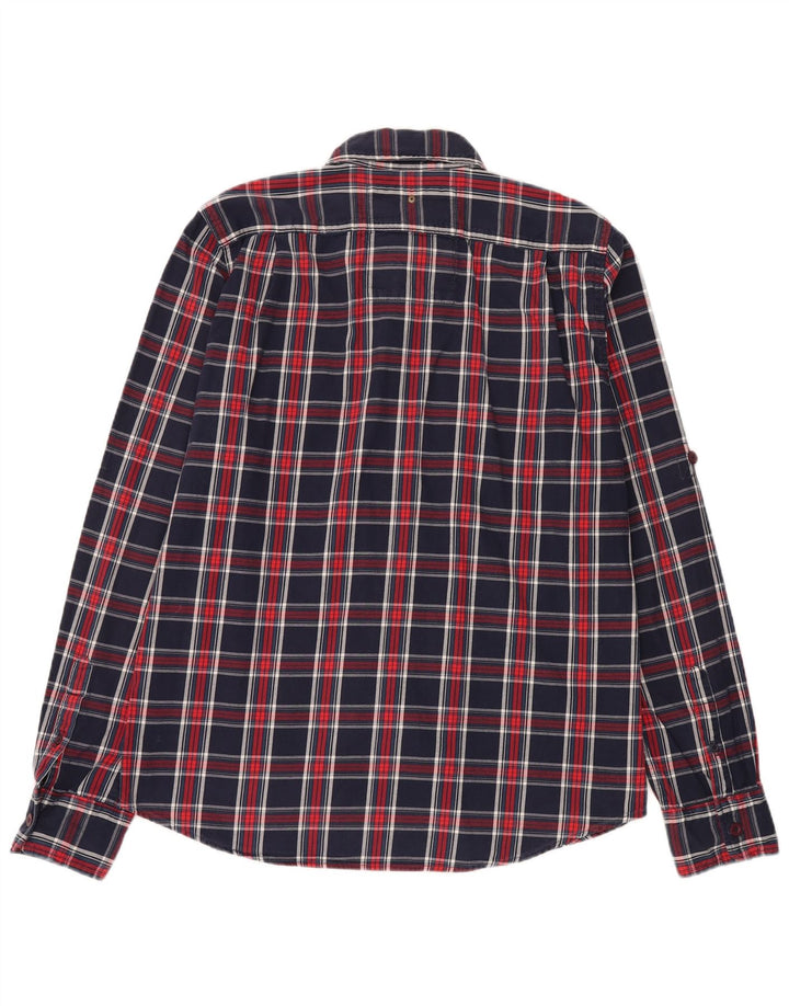 Superdry Mens Flannel Shirt 2XL Navy Blue Check Cotton