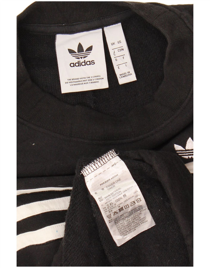 Adidas Womens Sweatshirt Jumper UK 10 Small Black Cotton