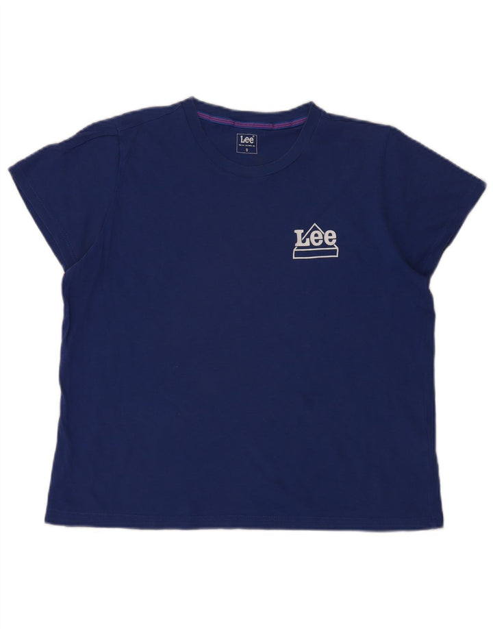 Lee Womens Oversized T-Shirt Top UK 10 Small Blue Cotton