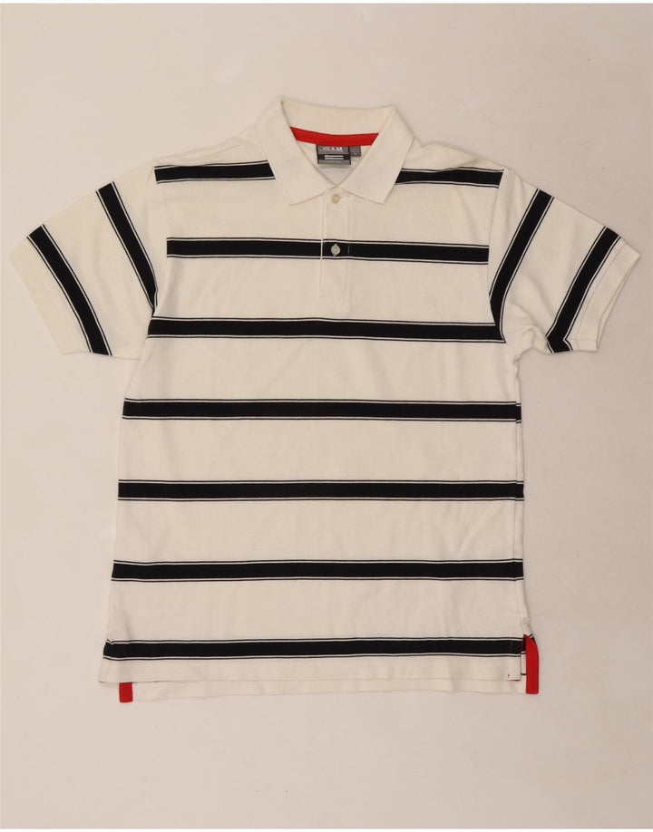 Slam Mens Polo Shirt Medium White Striped Cotton