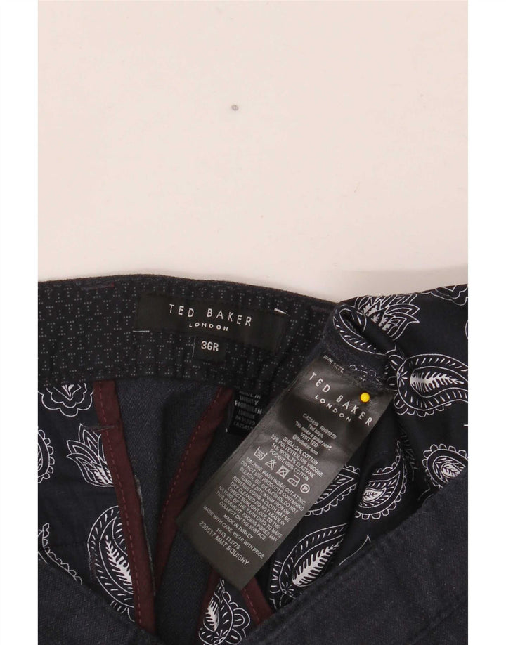 Ted Baker Mens Slim Suit Trousers W36 L30 Navy Blue Cotton
