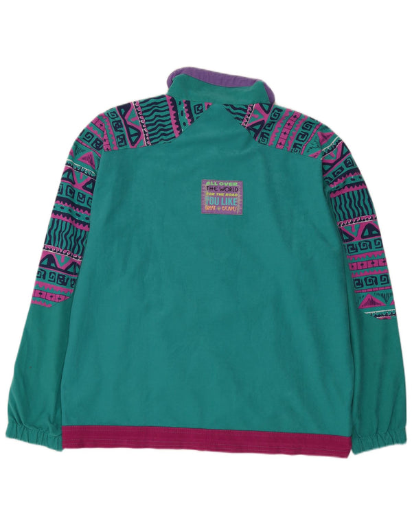 Terinda Mens Zip Neck Fleece Jumper IT 56 XL Green Geometric