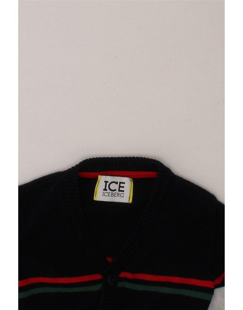 ICEBERG Baby Boys Cardigan Sweater 18-24 Months Navy Blue Colourblock Vintage Iceberg and Second-Hand Iceberg from Messina Hembry 
