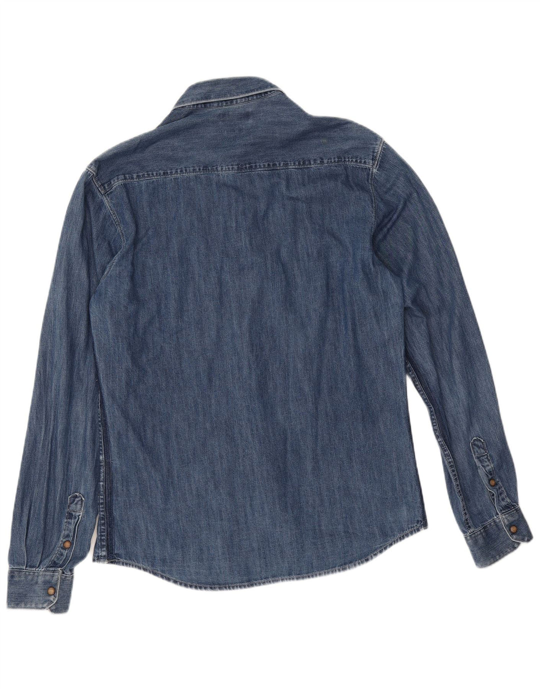 Zara Mens Slim Fit Denim Shirt Large Blue Geometric
