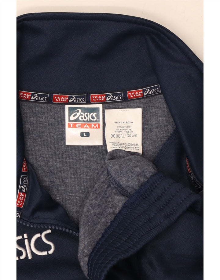 Asics Mens Zip Neck Sweatshirt Jumper Large Navy Blue Polyester