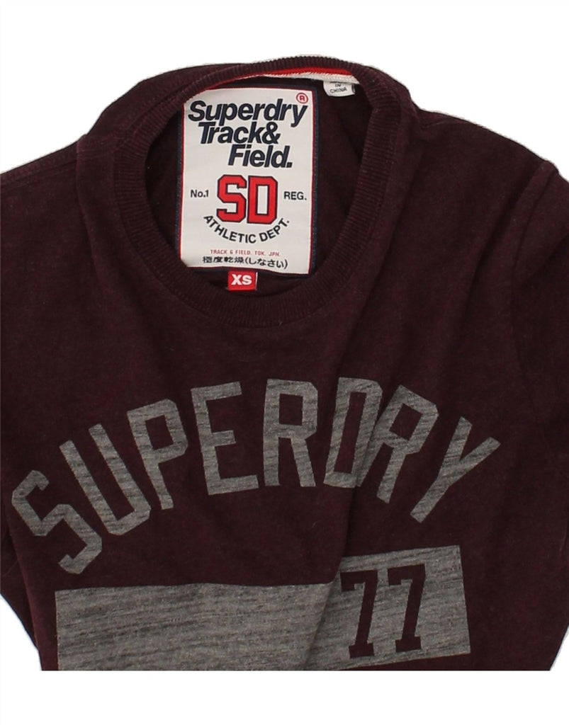 SUPERDRY Mens Graphic T-Shirt Top XS Burgundy Cotton | Vintage Superdry | Thrift | Second-Hand Superdry | Used Clothing | Messina Hembry 