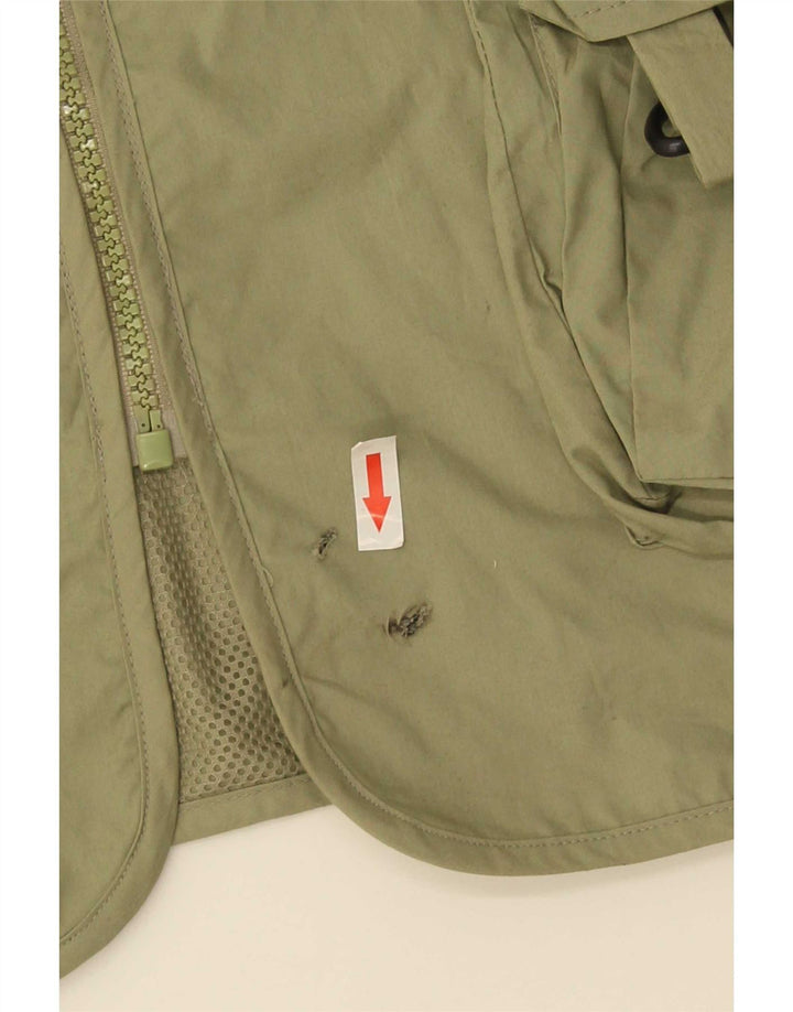 Vintage Mens Utility Gilet IT 58 4XL Khaki Cotton