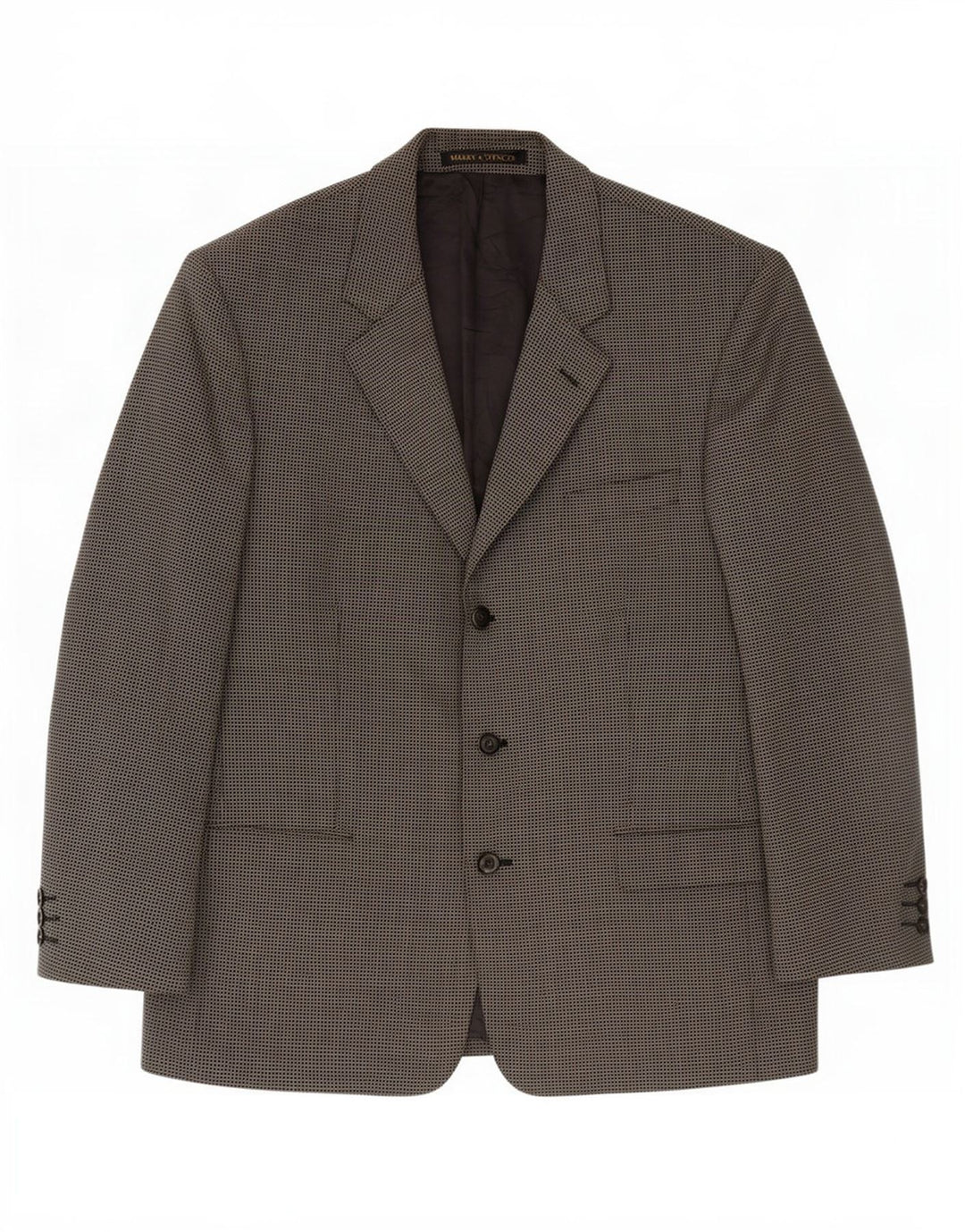 Marks & Spencer Mens 3 Button Blazer Jacket UK 44 XL Grey Gingham New Wool