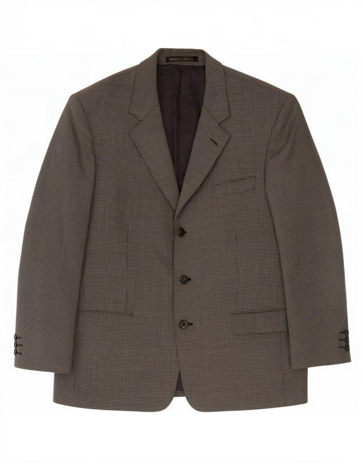 Marks & Spencer Mens 3 Button Blazer Jacket UK 44 XL Grey Gingham New Wool