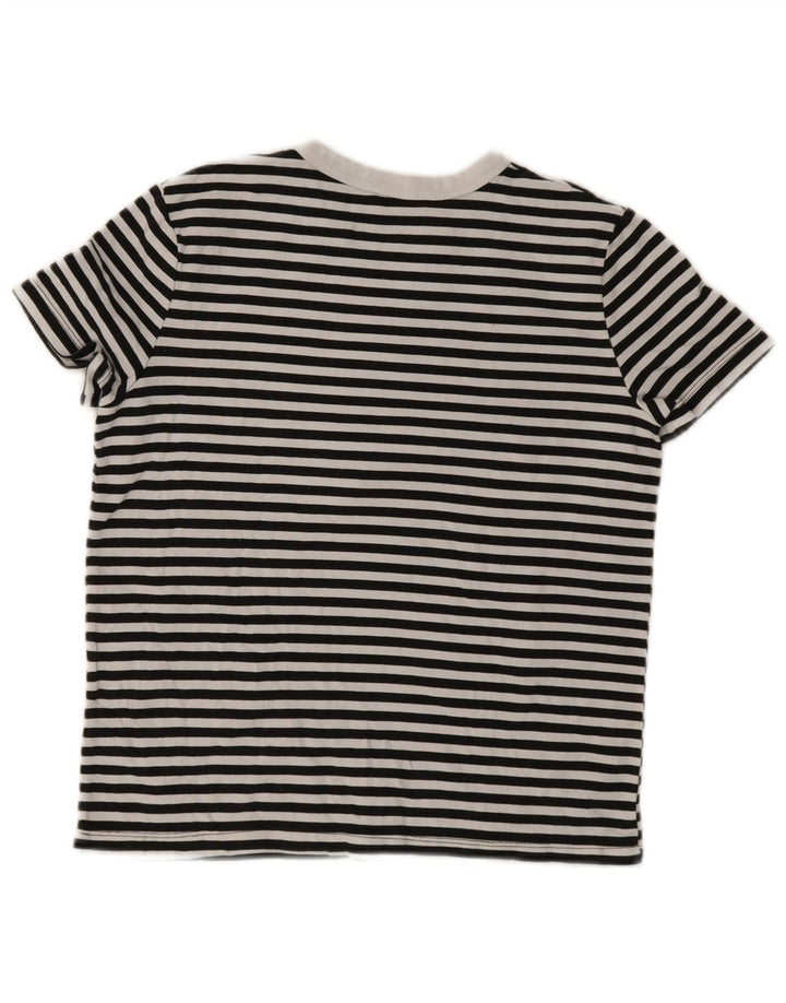 Zara Womens Crop T-Shirt Top UK 12 Medium Navy Blue Striped