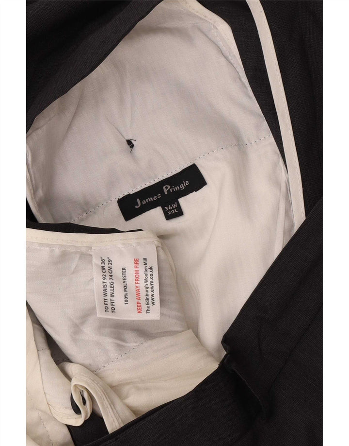 James Pringle Mens Straight Suit Trousers W36 L29 Grey Polyester
