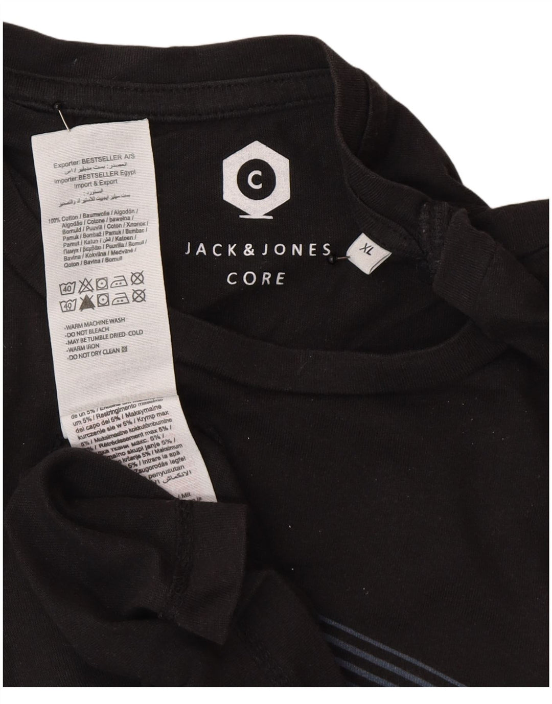 Jack & Jones Mens T-Shirt XL Black Cotton