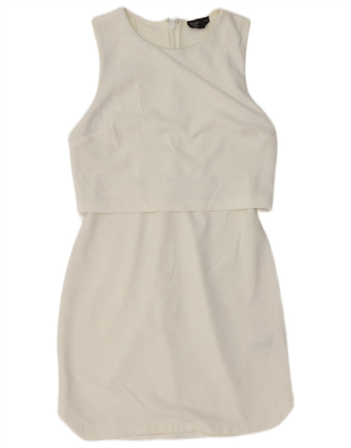 Topshop Womens Sleeveless Sheath Dress UK 10 Small White Polyester