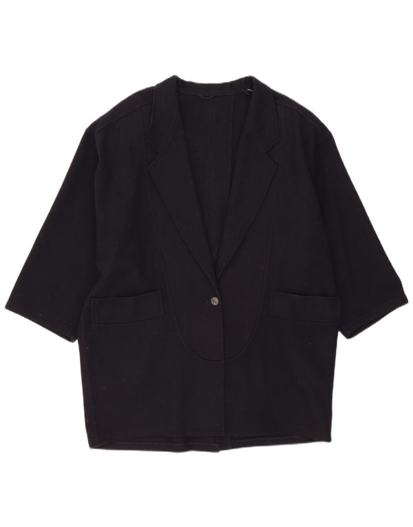 Vintage Womens Longline 1 Button Blazer Jacket UK 22 3XL Navy Blue