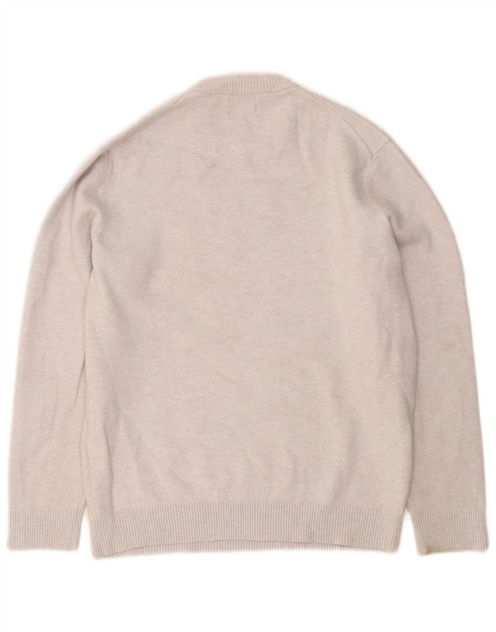 Massimo Dutti Mens Crew Neck Jumper Sweater Large Grey Polyamide