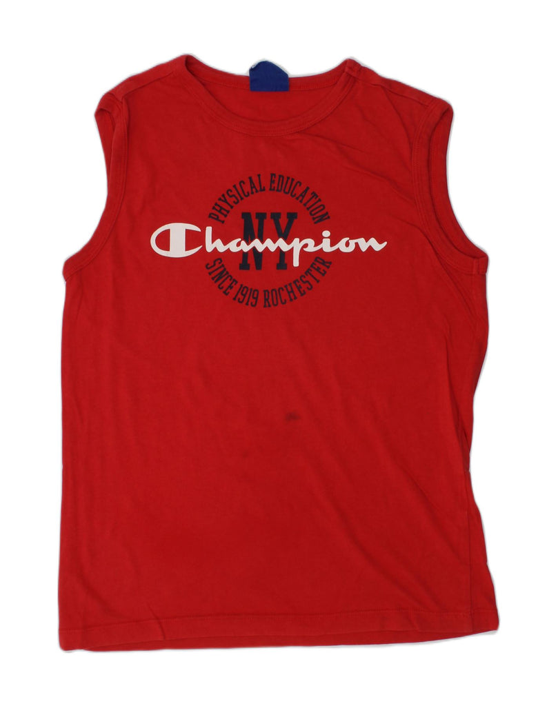 CHAMPION Boys Graphic Vest Top 9-10 Years Medium Red | Vintage Champion | Thrift | Second-Hand Champion | Used Clothing | Messina Hembry 