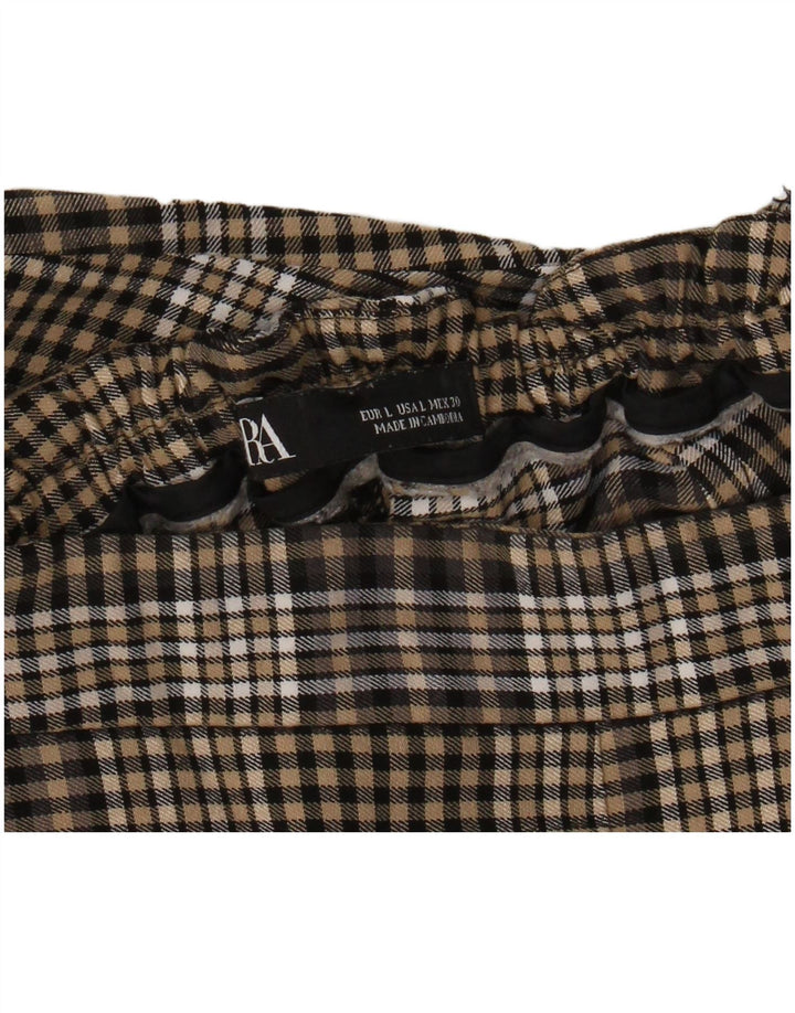 Zara Womens Cropped Trousers Large W30 L24 Brown Check