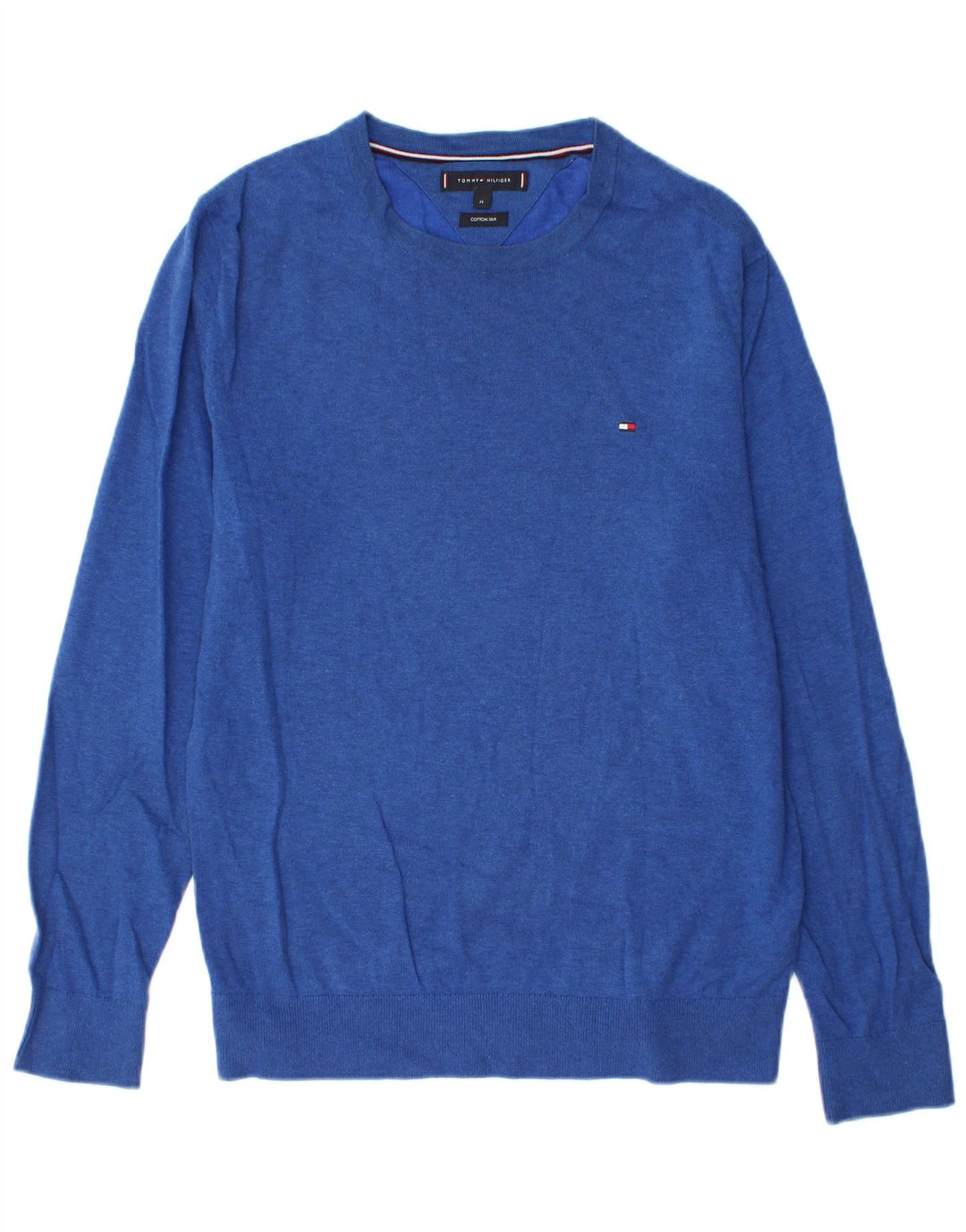 Tommy Hilfiger Mens Crew Neck Jumper Sweater Medium Blue Cotton