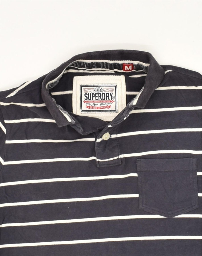 SUPERDRY Mens Polo Shirt Medium Black Striped Cotton | Vintage Superdry | Thrift | Second-Hand Superdry | Used Clothing | Messina Hembry 