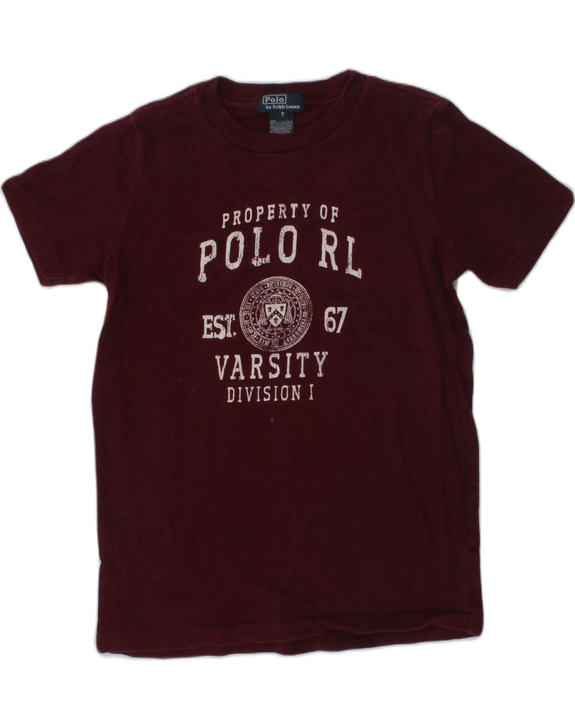 POLO RALPH LAUREN Boys Graphic T-Shirt Top 6-7 Years Burgundy Cotton | Vintage Polo Ralph Lauren | Thrift | Second-Hand Polo Ralph Lauren | Used Clothing | Messina Hembry 