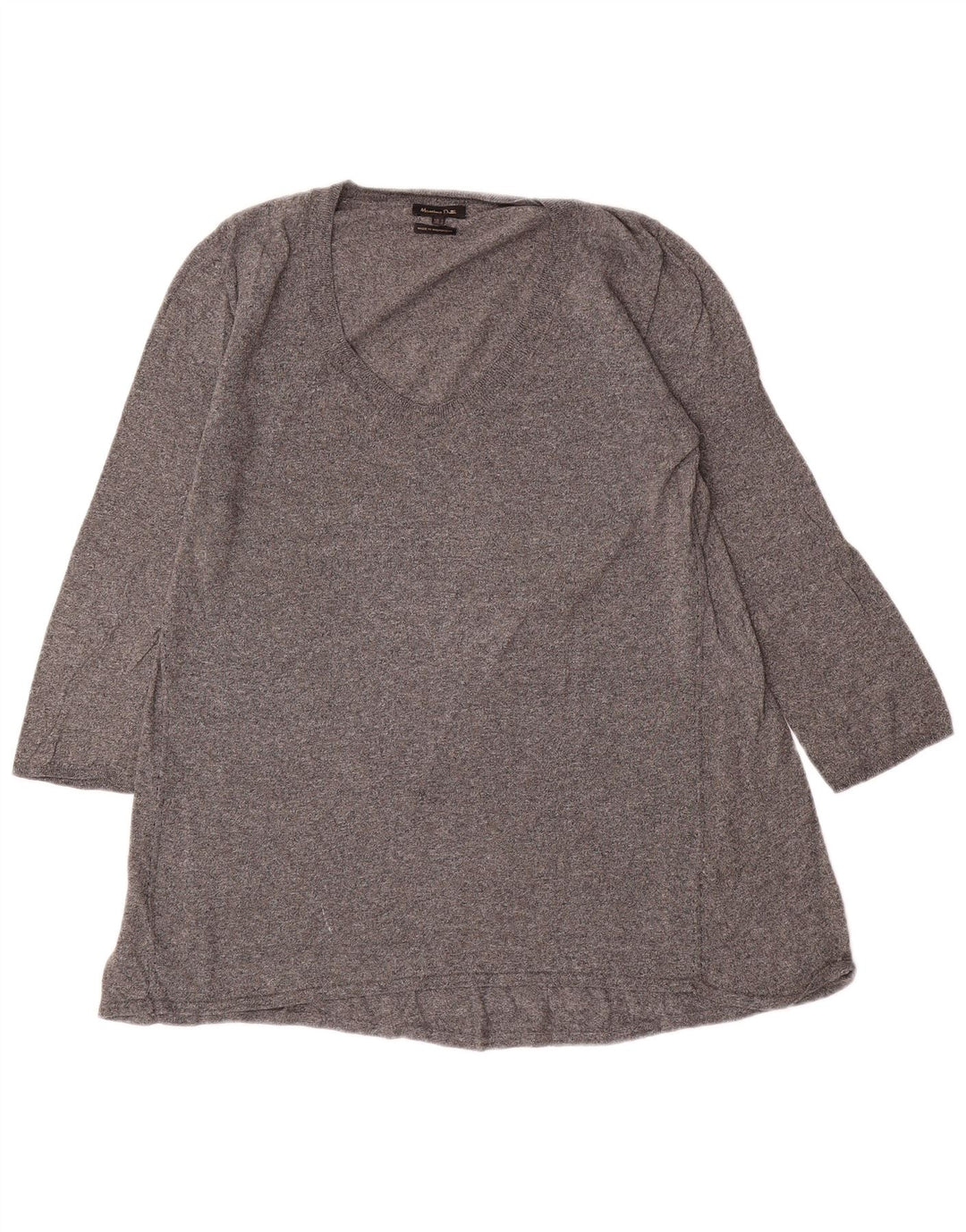 Massimo Dutti Womens 3/4 Sleeve Tunic Top UK 14 Large Grey Flecked
