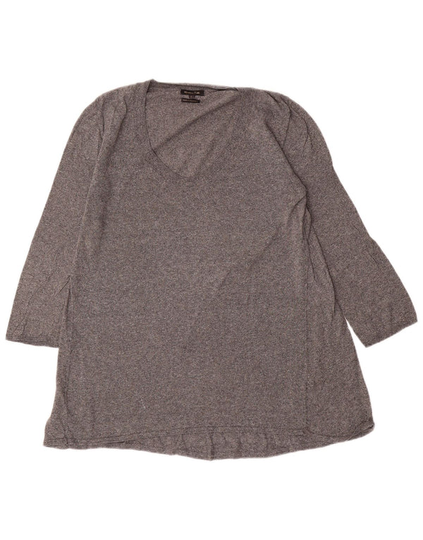 Massimo Dutti Womens 3/4 Sleeve Tunic Top UK 14 Large Grey Flecked
