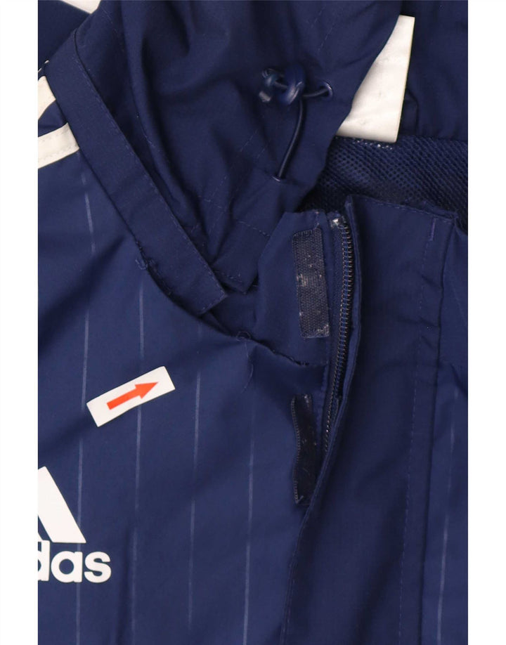 Adidas Mens Hooded Tracksuit Top Jacket Medium Navy Blue Colourblock