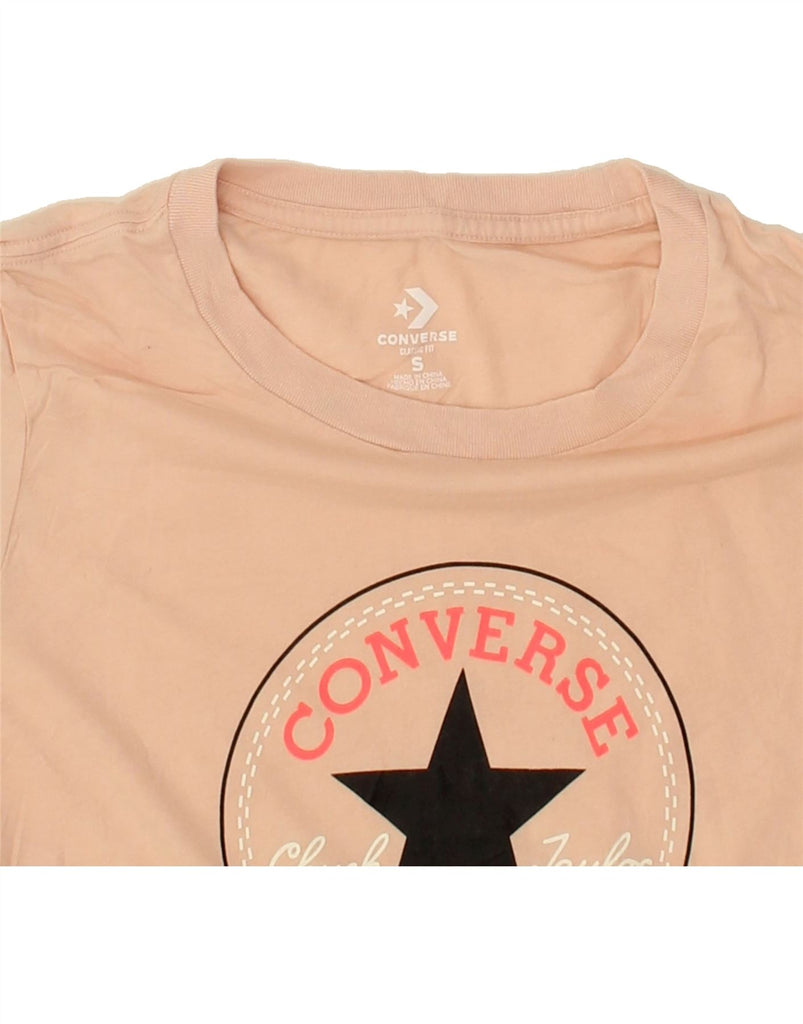 CONVERSE Womens Classic Fit Graphic T-Shirt Top UK 10 Small Beige Cotton | Vintage Converse | Thrift | Second-Hand Converse | Used Clothing | Messina Hembry 