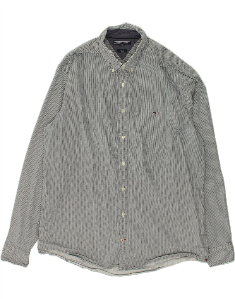 TOMMY HILFIGER Mens Slim Fit Shirt 2XL Grey Check Cotton | Vintage Tommy Hilfiger | Thrift | Second-Hand Tommy Hilfiger | Used Clothing | Messina Hembry 