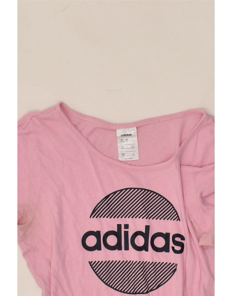 ADIDAS Womens Graphic T-Shirt Top UK 12/14 Medium Pink Cotton | Vintage Adidas | Thrift | Second-Hand Adidas | Used Clothing | Messina Hembry 