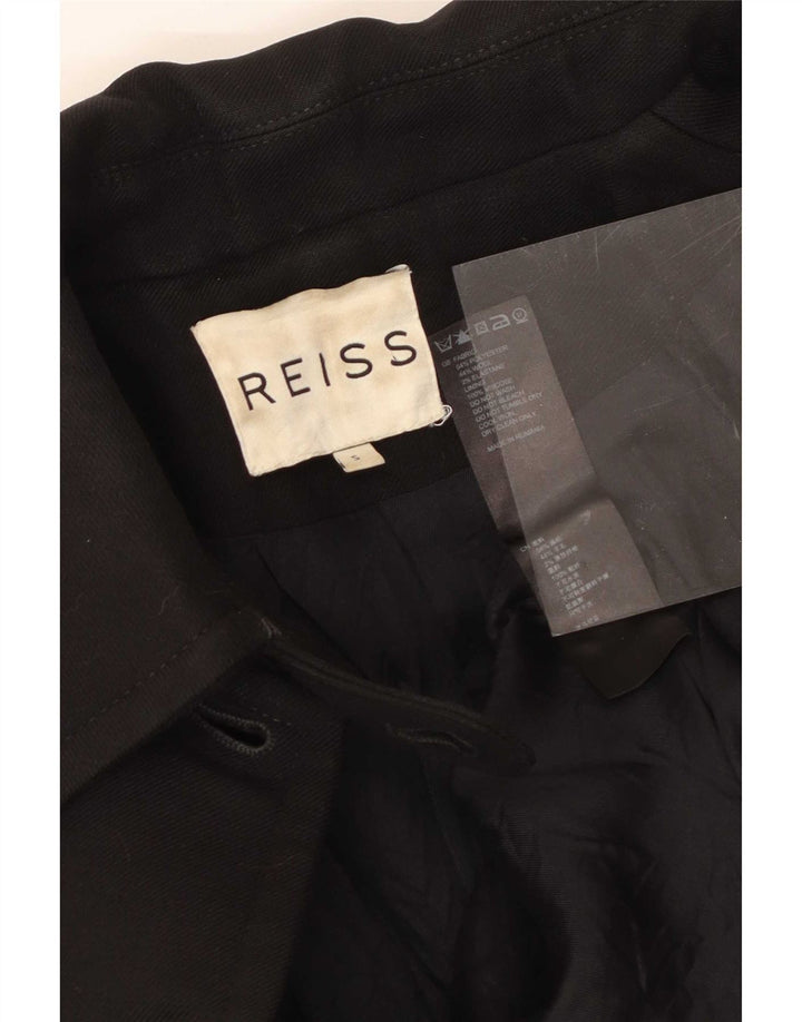 Reiss Womens 5 Button Blazer Jacket UK 8 Small Black Polyester