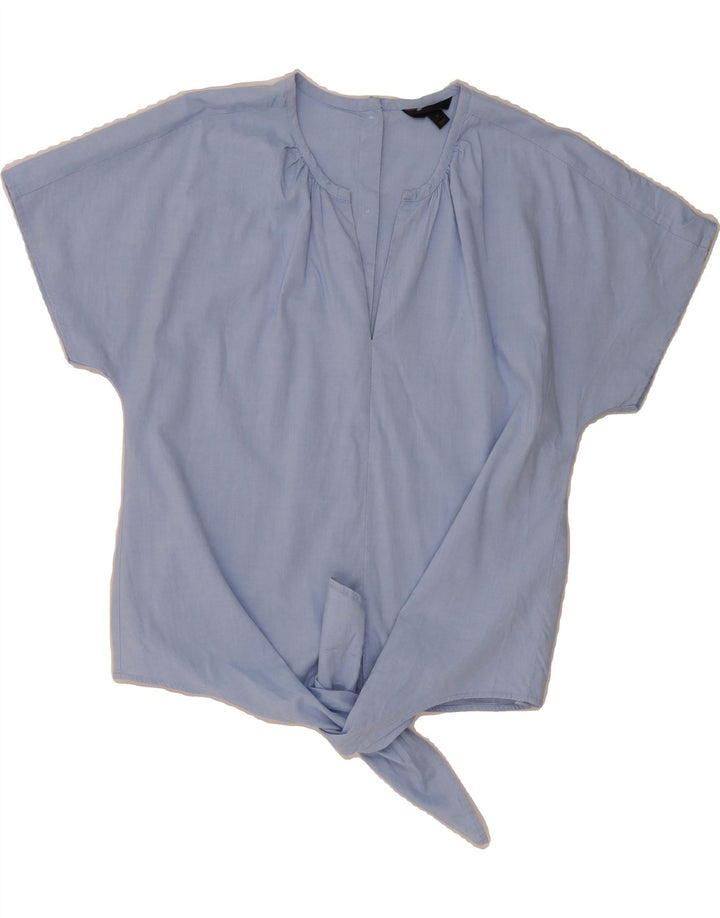 J. CREW Womens Front Tie Blouse Top UK 14 Medium Blue Cotton Vintage J. Crew and Second-Hand J. Crew from Messina Hembry 