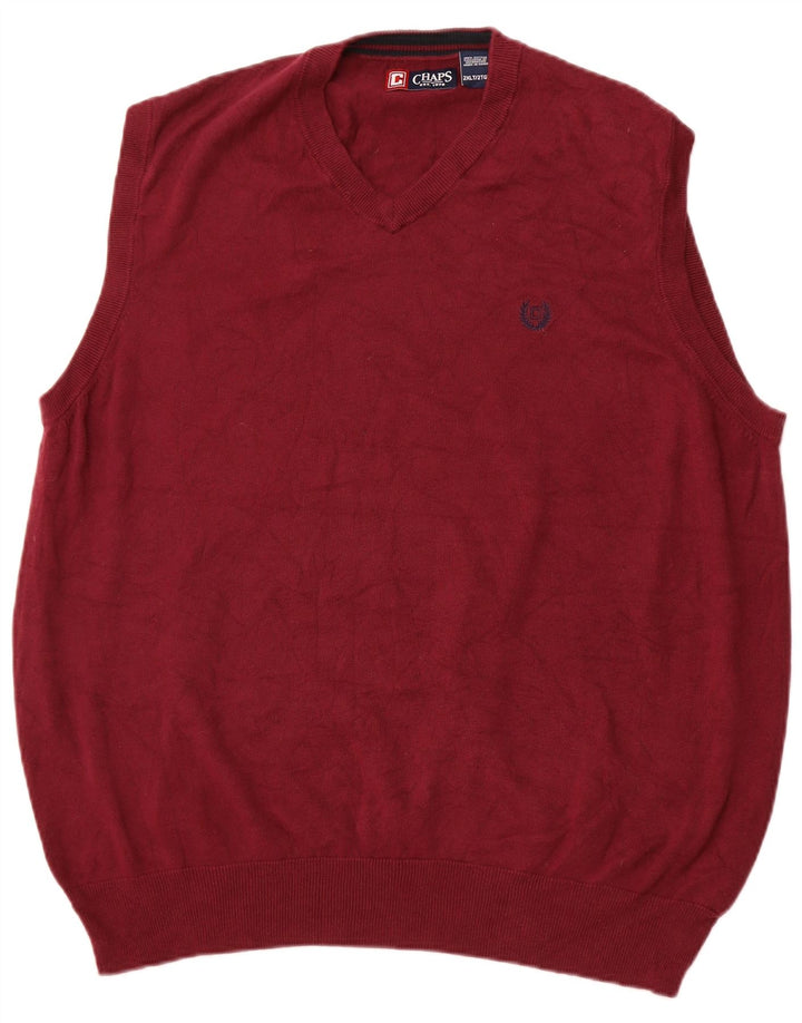 CHAPS Mens Vest Tank Top 2XL Maroon Cotton