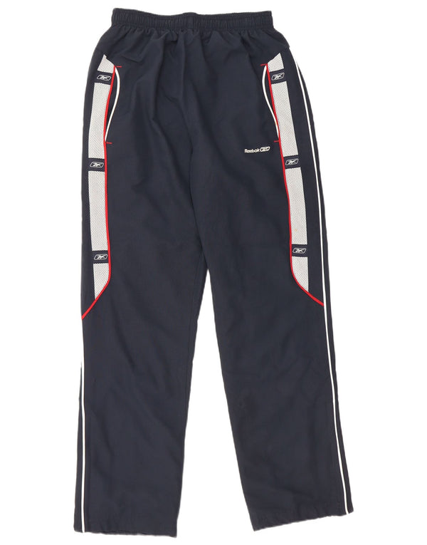 Reebok Boys Graphic Tracksuit Trousers 14-15 Years XL Navy Blue Colourblock