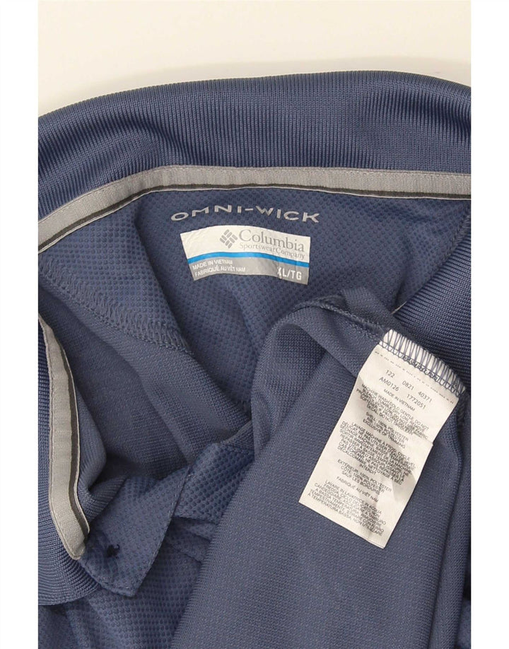 Columbia Mens Omni-Wick Polo Shirt XL Navy Blue Polyester