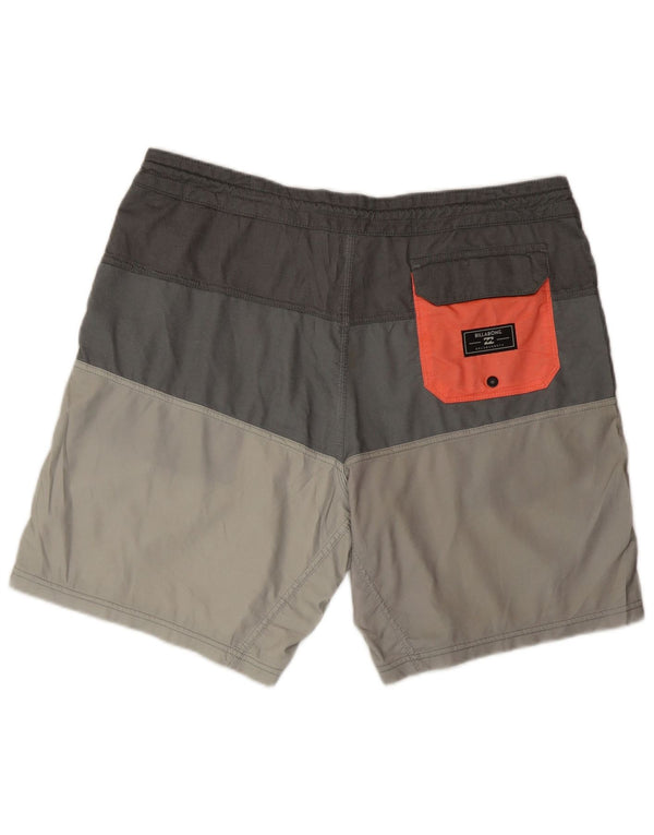 Billabong Mens Graphic Swimming Shorts Large  Grey Colourblock Cotton