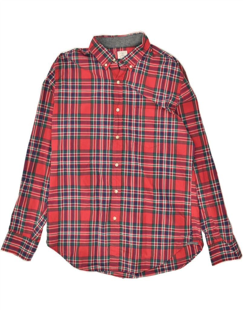 J. CREW Mens Shirt Size 16 16 1/2 Large Red Check Cotton | Vintage J. Crew | Thrift | Second-Hand J. Crew | Used Clothing | Messina Hembry 