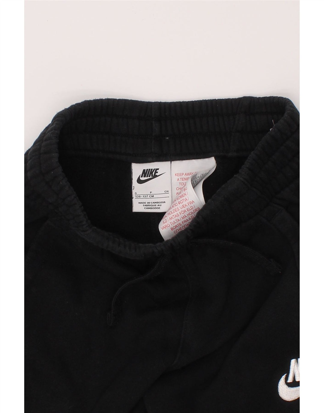 NIKE Girls Graphic Tracksuit Trousers Joggers 8-9 Years Small Black Cotton