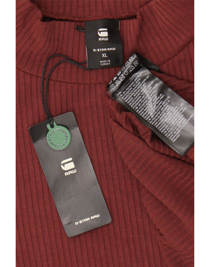 G-Star Womens Maxi Long Sleeve Jumper Dress UK 18 XL Burgundy Polyester