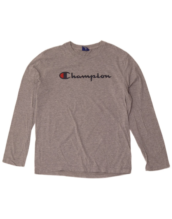 Champion Mens Graphic Top Long Sleeve Medium Grey
