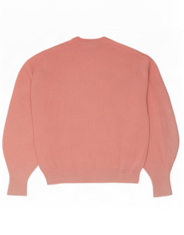 Guess Womens Loose Fit Graphic Crew Neck Jumper Sweater UK 6 XS Pink